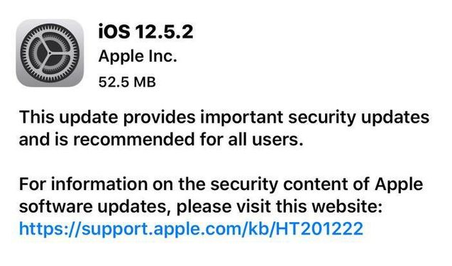 台儿庄苹果手机维修分享iOS12.5.2发布，建议所有老苹果用户安装 